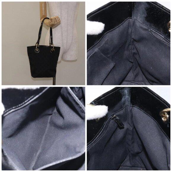 GUCCI GG Canvas Tote Bag Black Gold - Picture 15 of 15